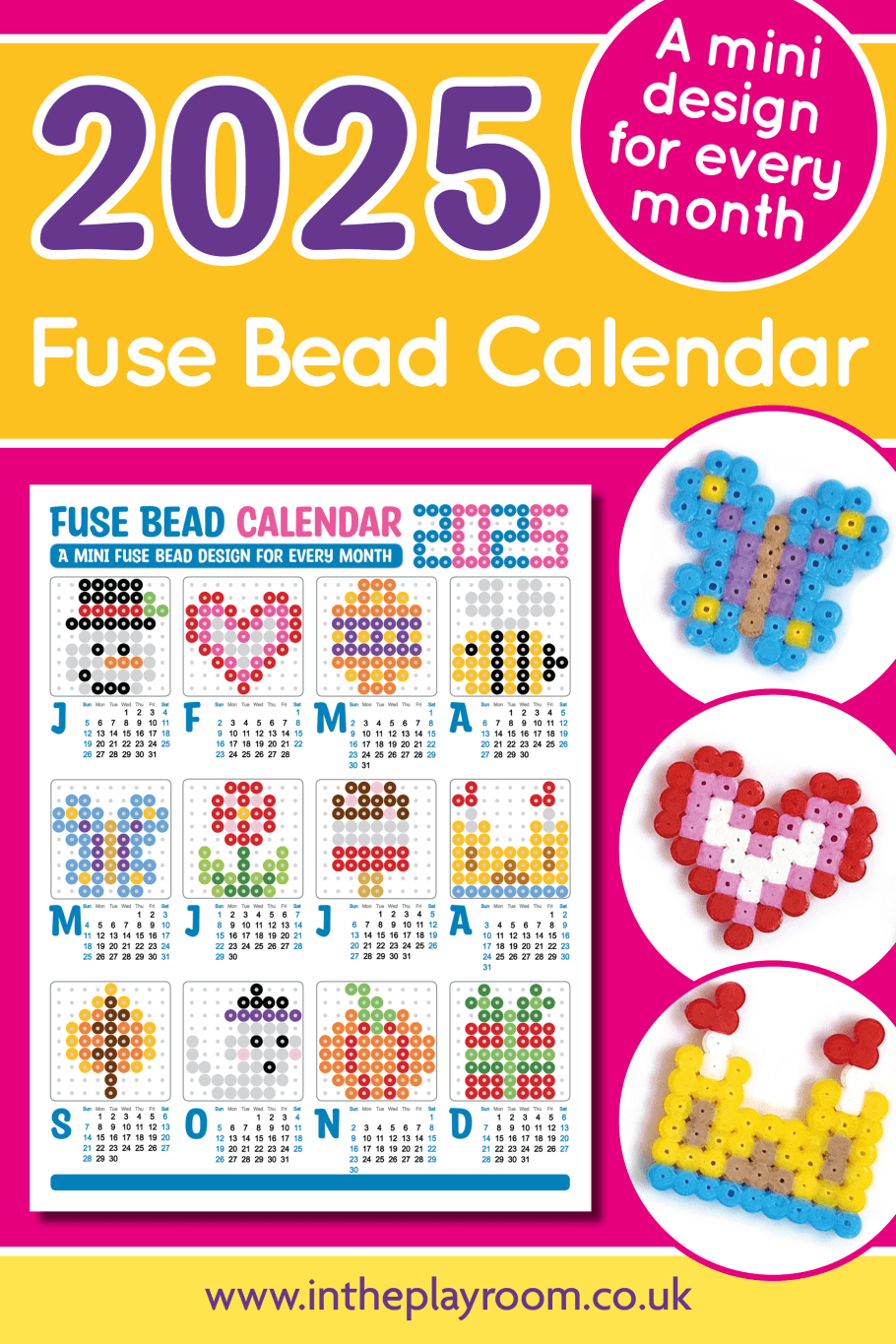 12 Months Perler Bead Calendar Template Printable