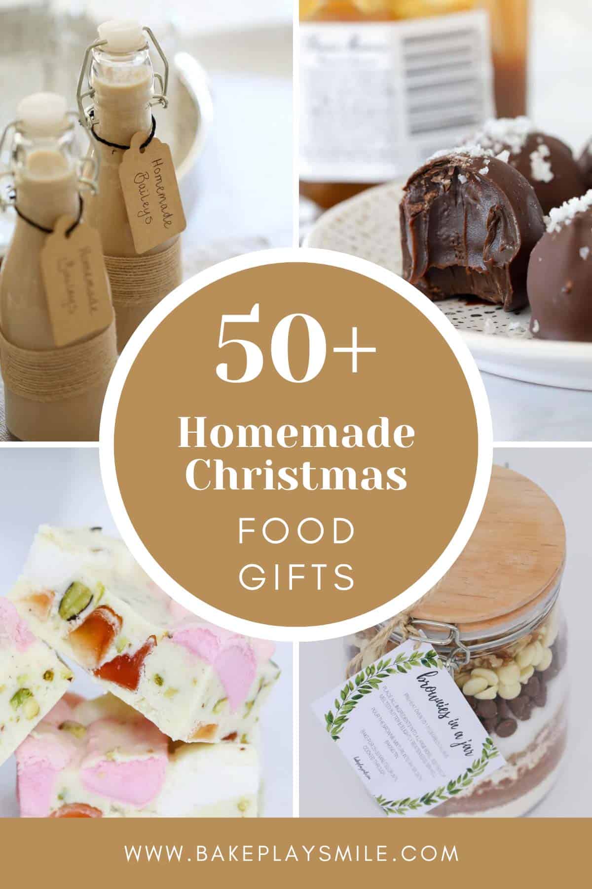 A collage of homemade Christmas food gifts.