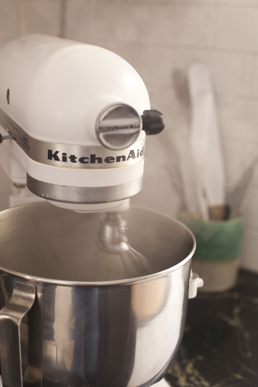 Mixer on low speed | how to make homemade marshmallows | photo by Zoë François