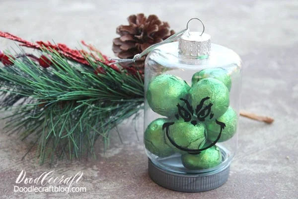 Make a Grinch Face Ornament filled with candy or cash as the perfect holiday gift