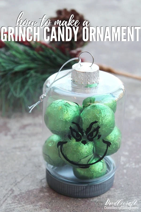 Make a darling Grinch inspired ornament, filled with green candy for the perfect finishing touch! This is great for neighbor or friend gifts, a loving teacher--maybe filled with some cash, or family members. This cute craft takes less than 30 minutes, so it's the perfect last minute gift.  Are you ready for the onslaught of Christmas crafts? If you are going to get any crafting done for the holidays, it's best to start now before the hustle and bustle of the season is in full swing.