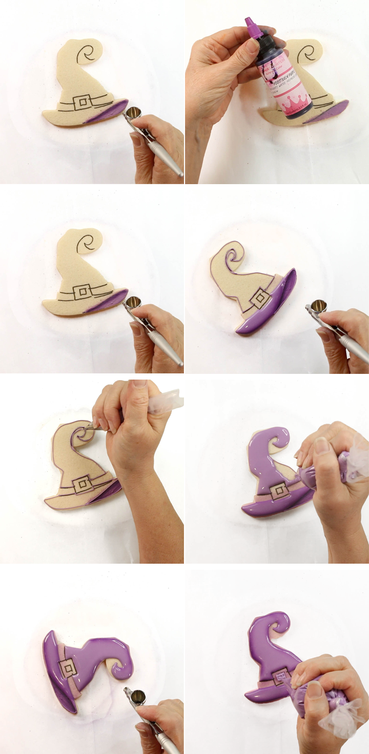 witch hat cookies, witch hat cutter, decorated sugar cookies, Halloween Cookies, royal icing, The Bearfoot Baker