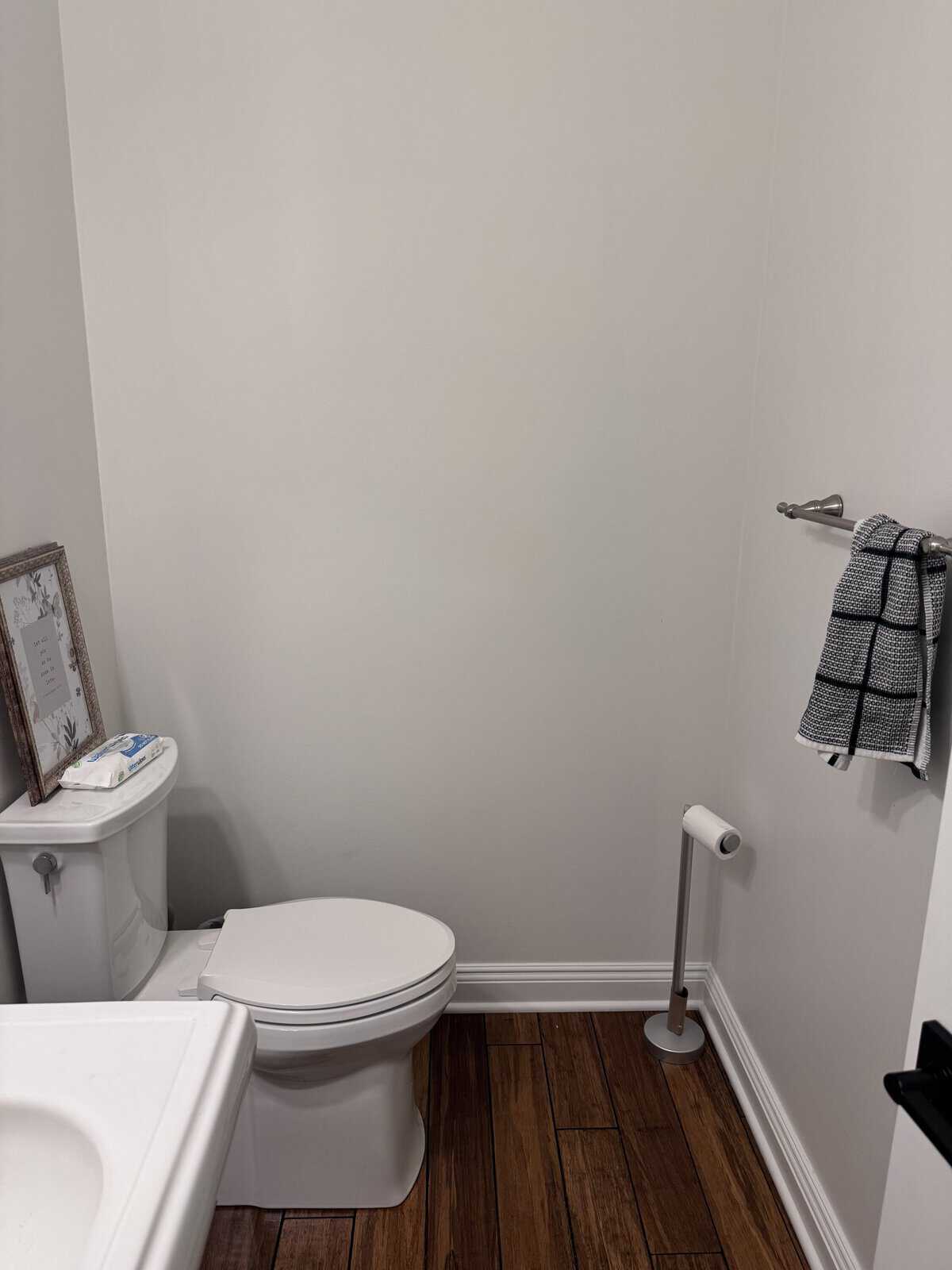 blank wall in a bathroom space