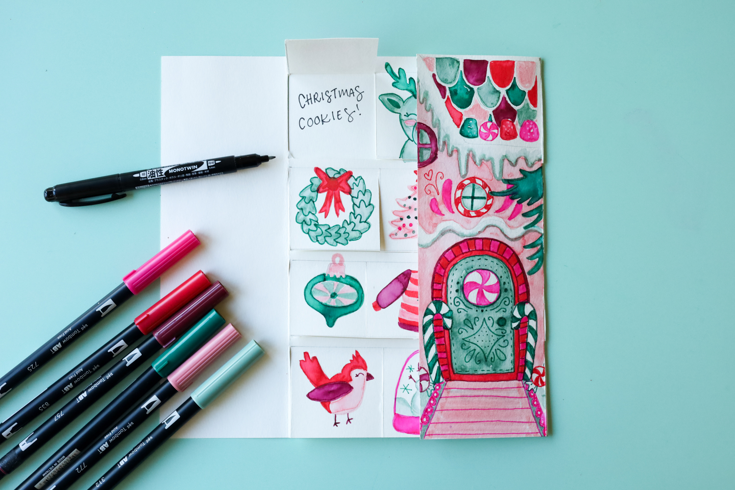 DIY Advent Calendar with 12 flaps for each day leading to Christmas