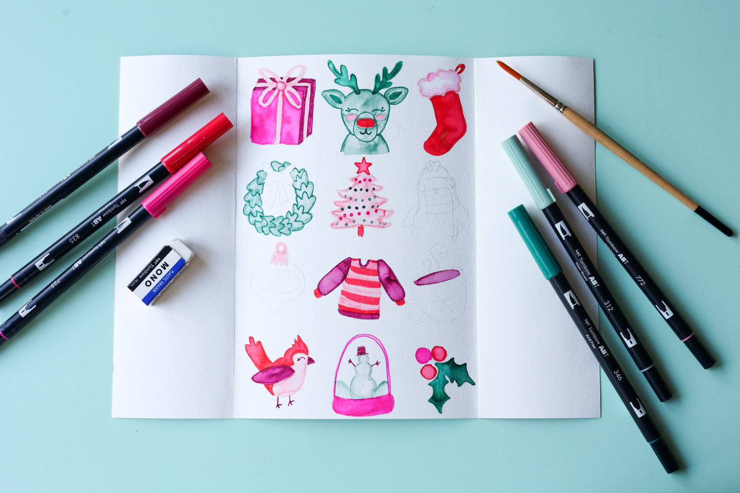 DIY Advent Calendar Book using @tombowusa Dual Brush Pens