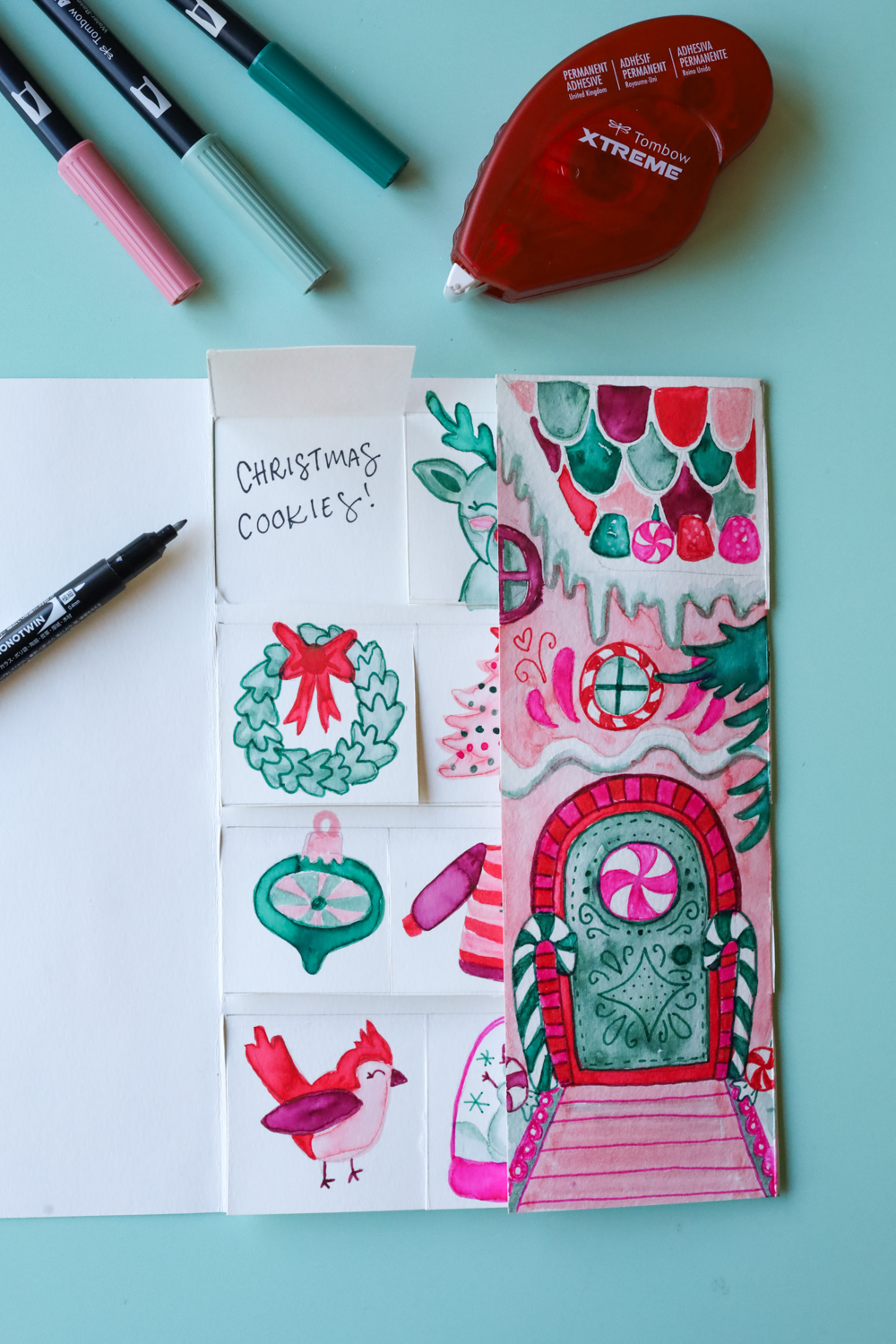 DIY Advent Calendar Book using @tombowusa Dual Brush Pens