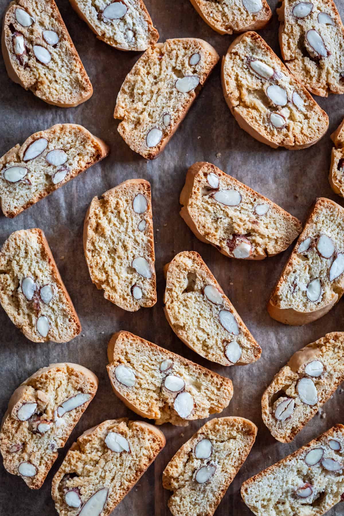 cantucci spread on a sheet of baking paper