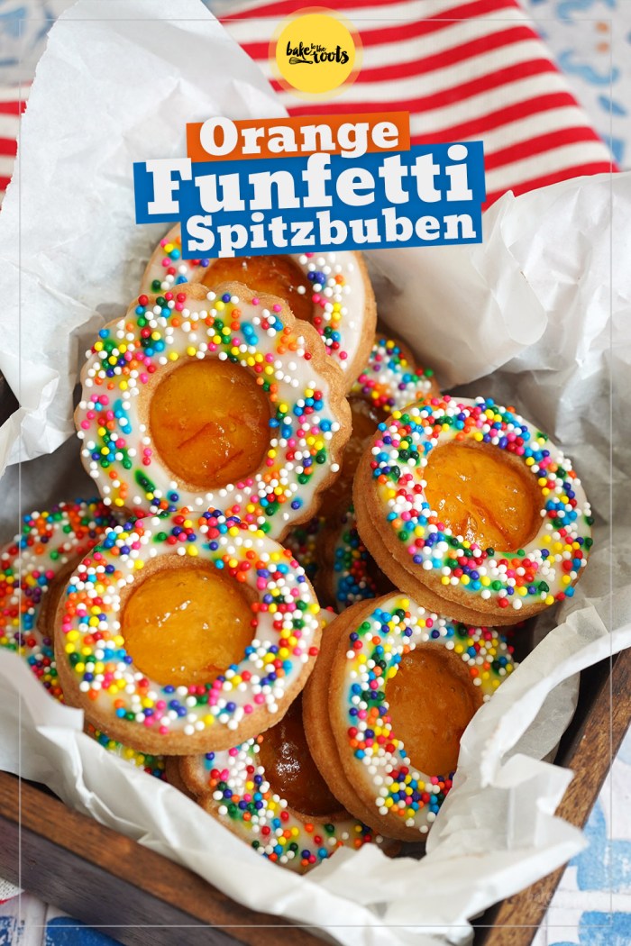 Funfetti Spitzbuben mit Orangenmarmelade | Bake to the roots