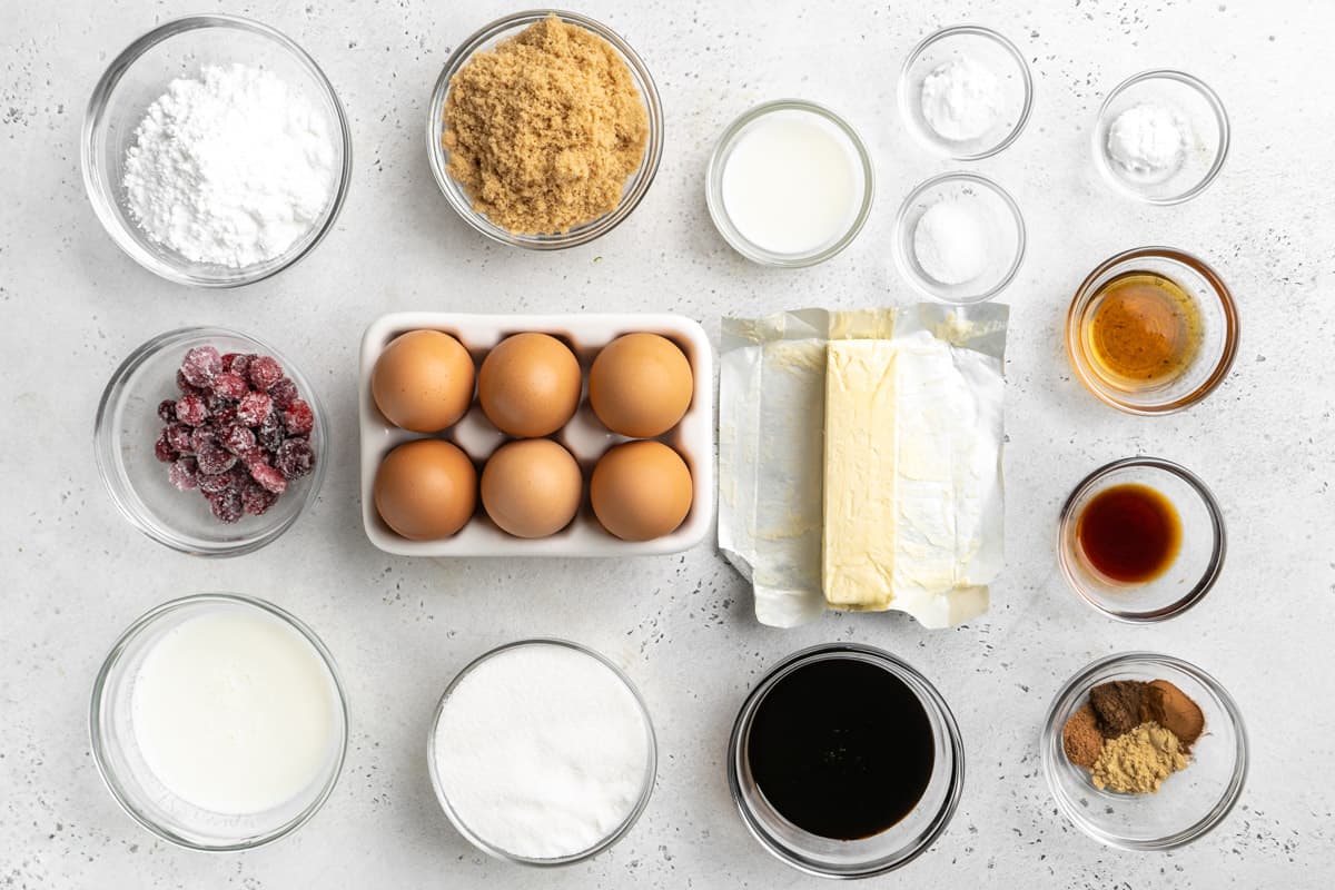Ingredients to make gingerbread cake on the table before mixing.