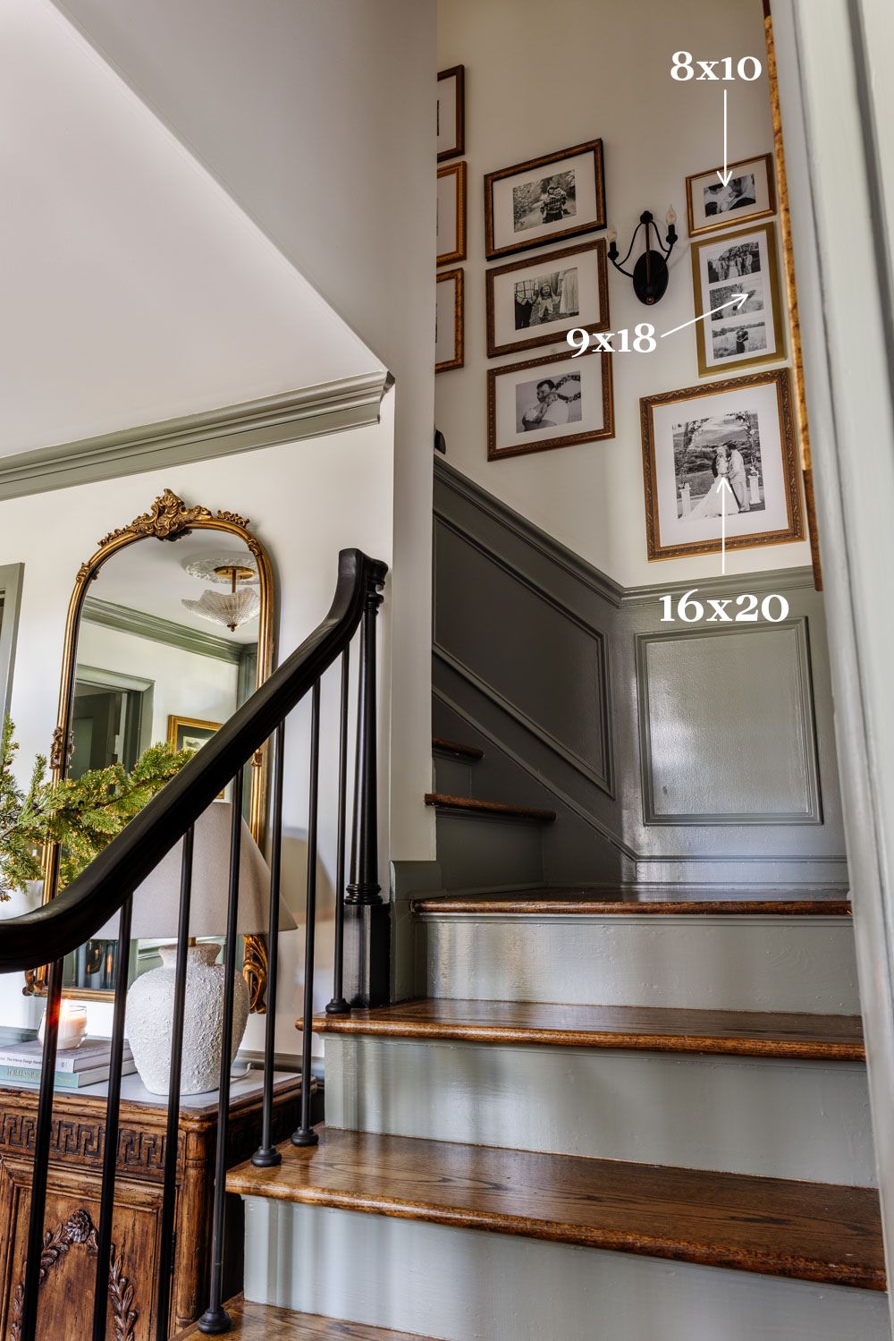 staircase gallery wall picture frame sizes