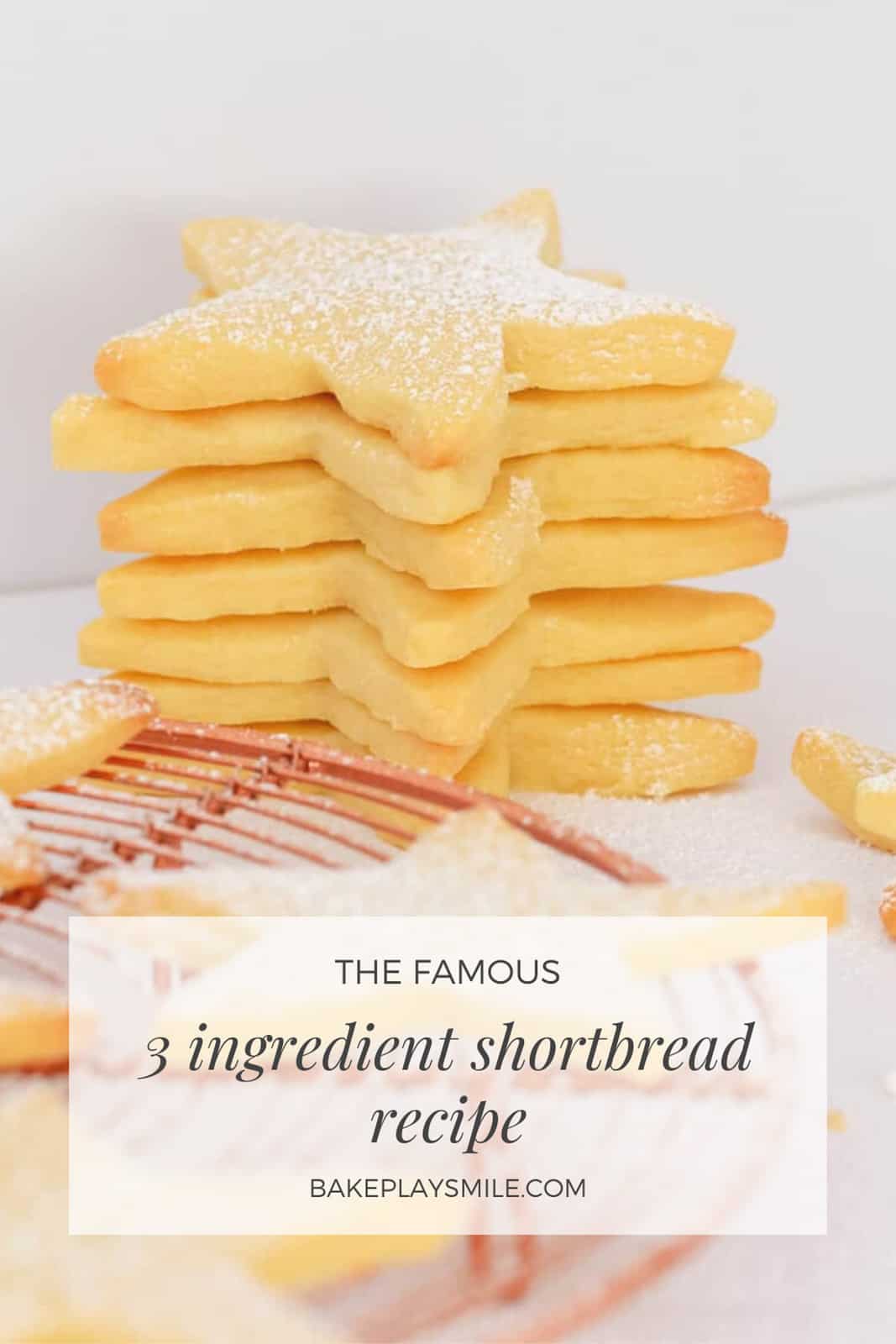 A stack of shortbread stars dusted with icing sugar.