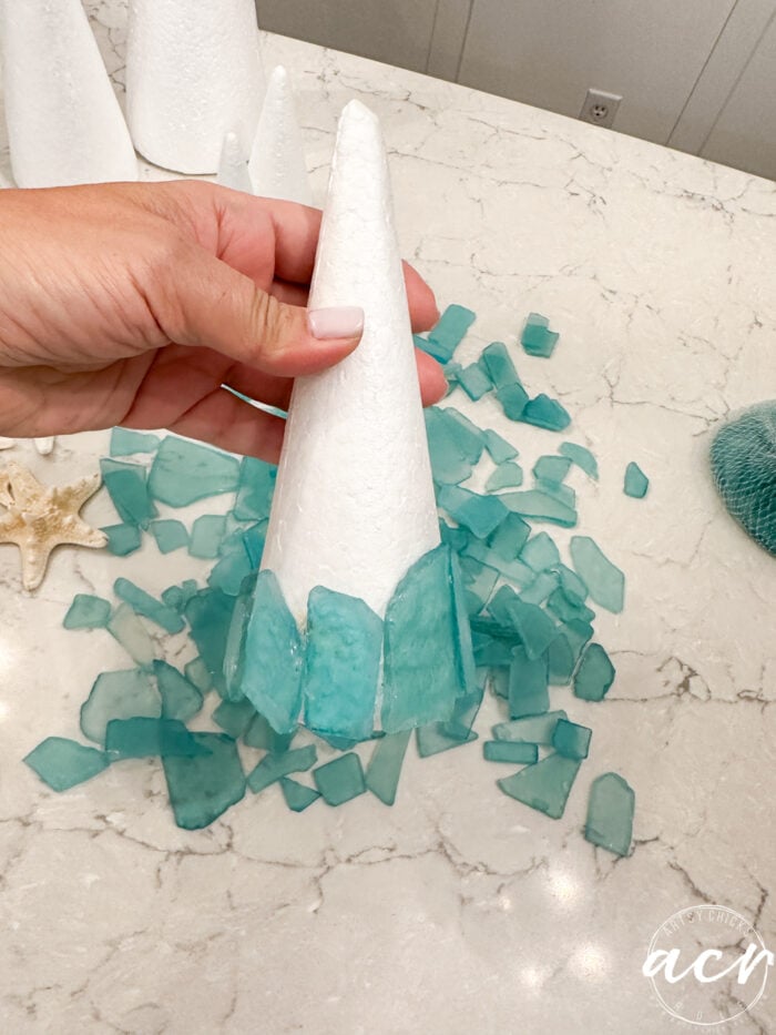 adding pieces flatly to the cone