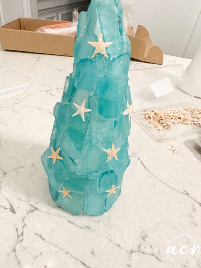 sea glass tree with tiny starfish as ornaments