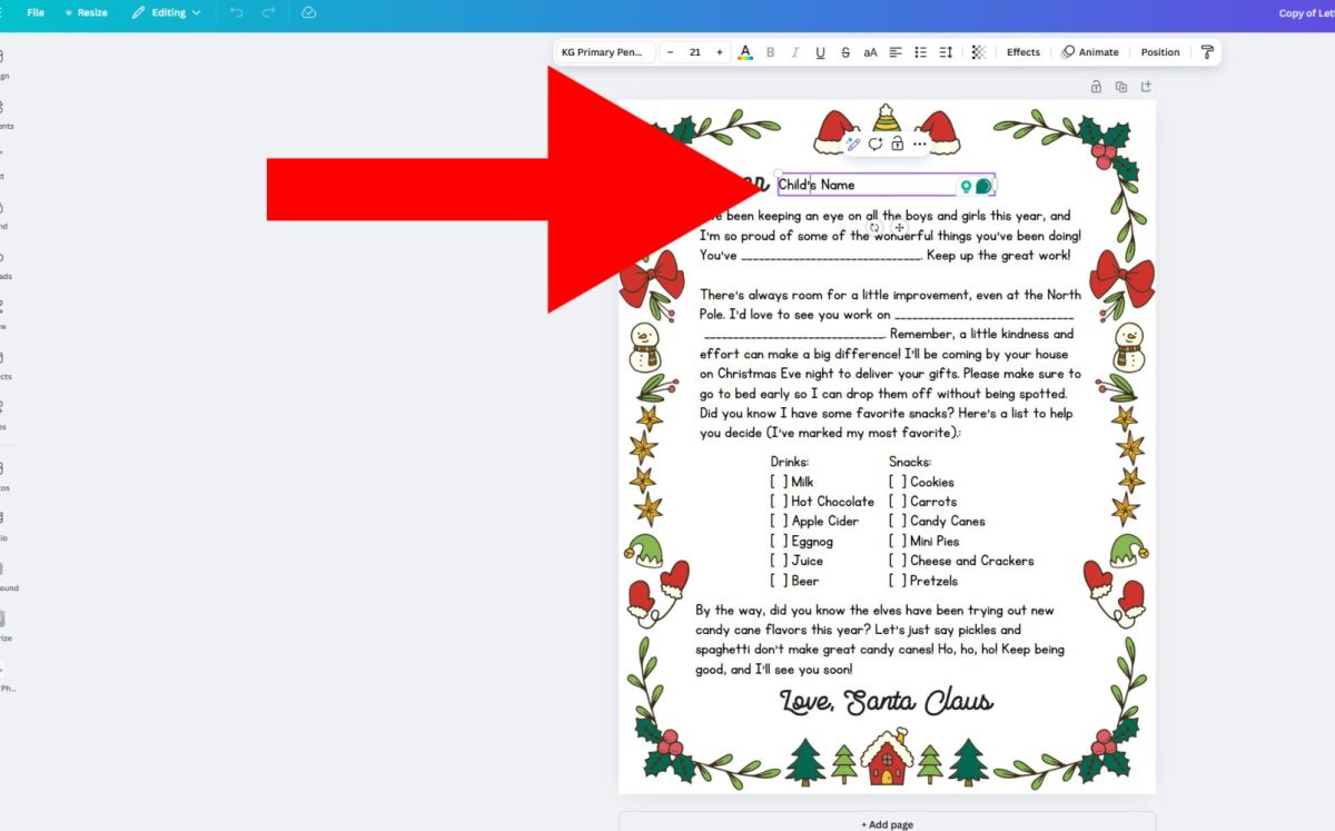 edit from santa letter