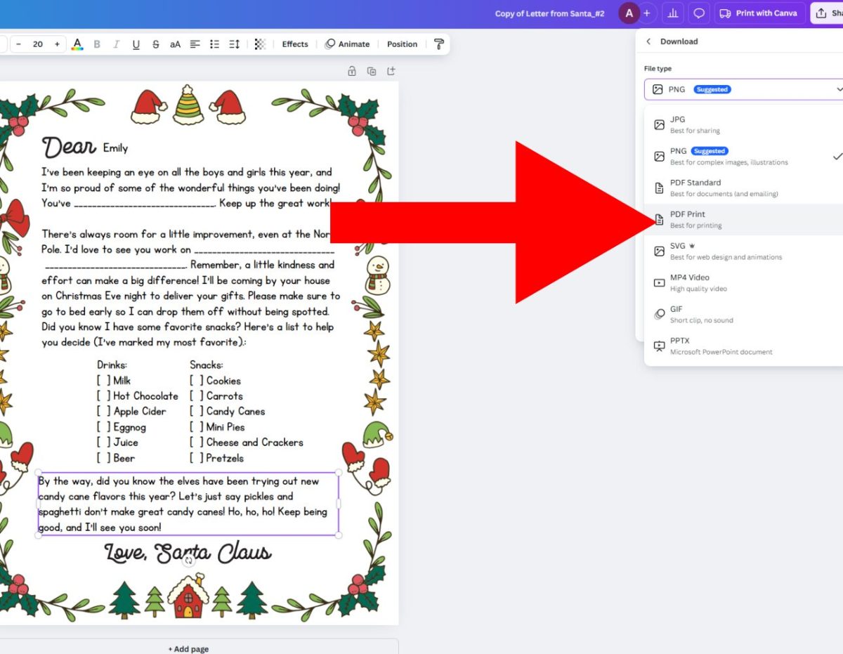 save from santa letter pdf print
