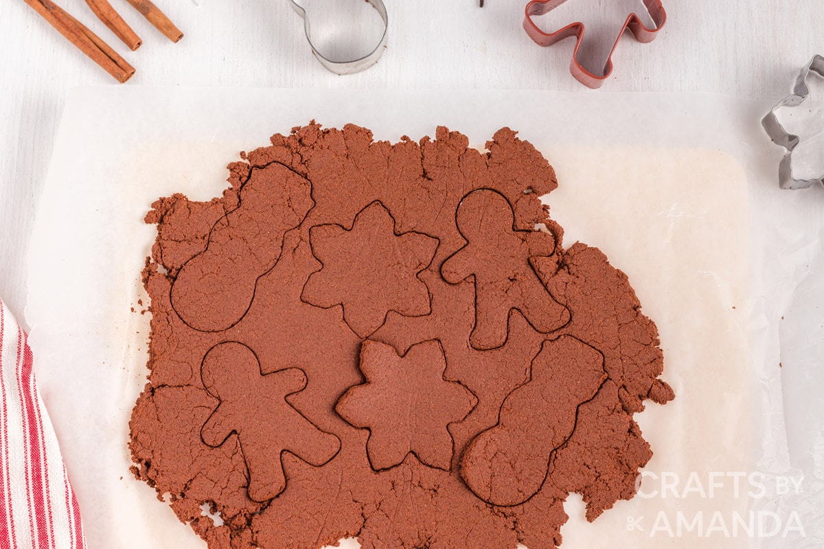 cinnamon dough with cut out shapes