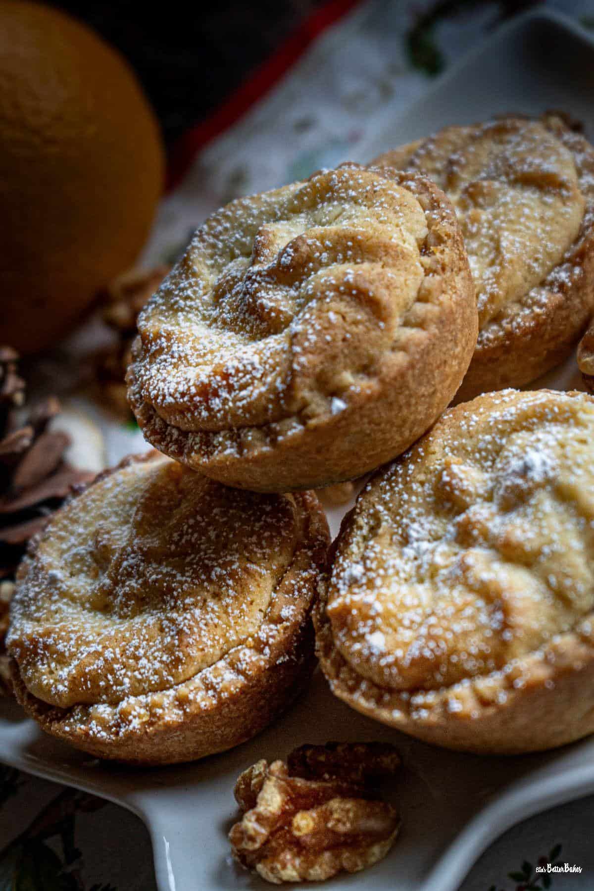 portrait size on the slant, mince pies on a plate