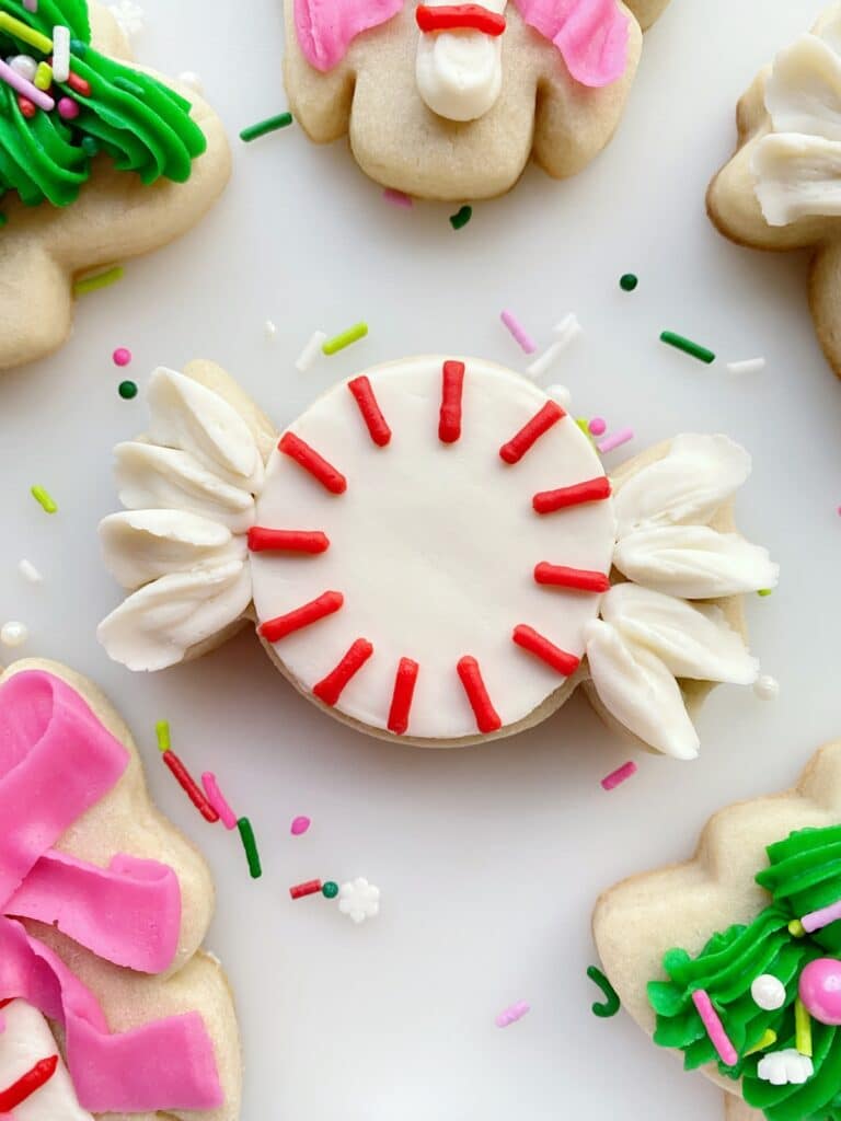 decorated peppermint sugar cookies for christmas