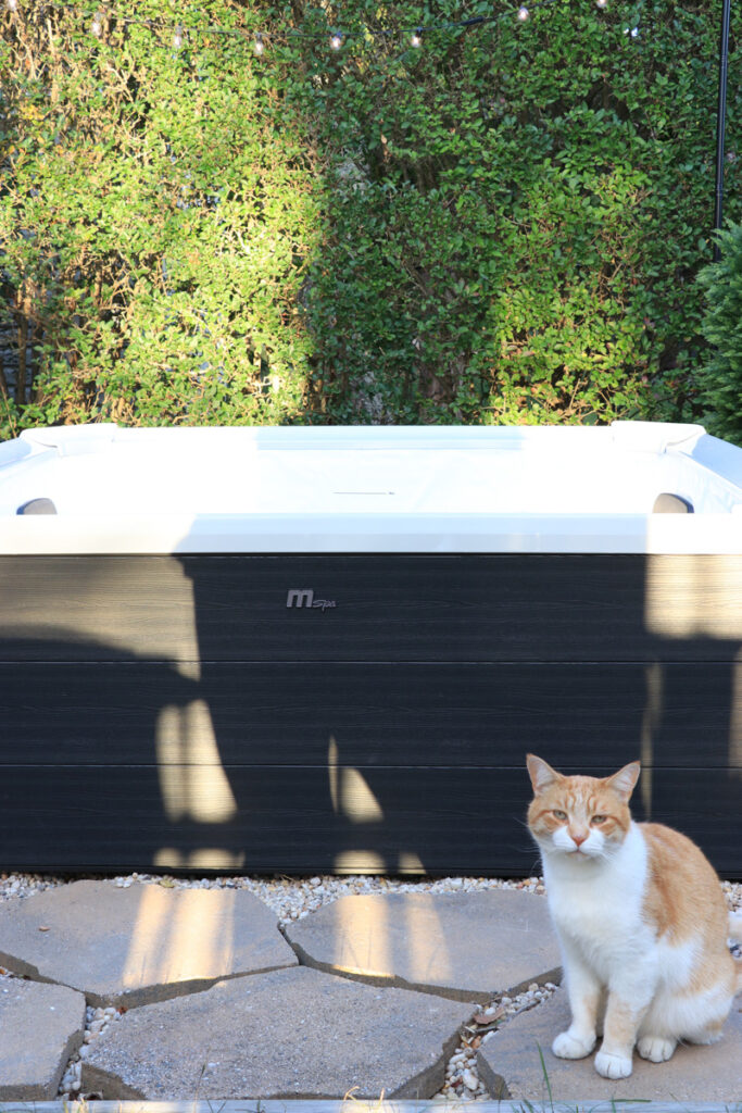 My New Portable Hot Tub the Oslo by Mspa. City Farmhouse by Jennifer O'Brien. The sleek faux woods panels make this hot tub look like the real deal.