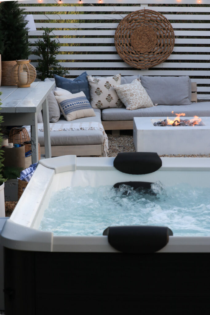 My New Portable Hot Tub the Oslo by Mspa. City Farmhouse by Jennifer O'Brien. Setting the mood.