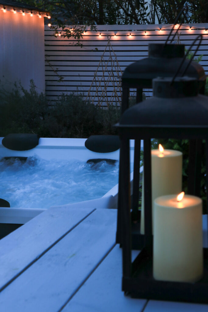 My New Portable Hot Tub the Oslo by Mspa. City Farmhouse by Jennifer O'Brien. Setting the mood.