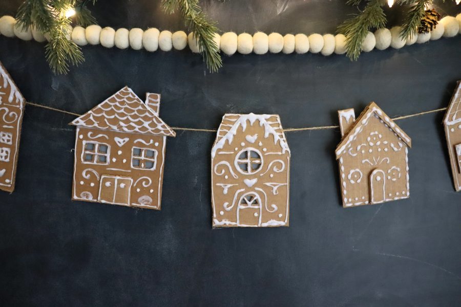 cardboard house garland gingerbread