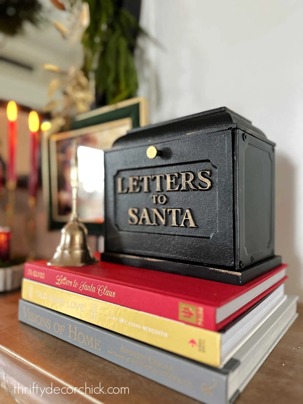black gold letters to Santa mailbox