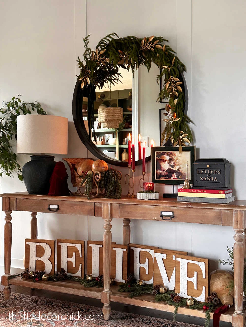Santa inspired decor in entryway