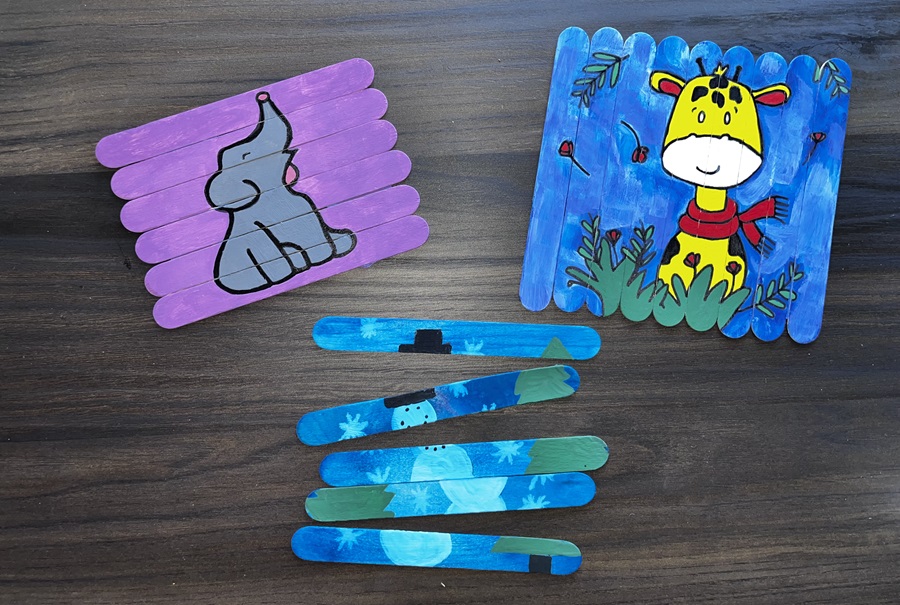 DIY Popsicle Stick Puzzle Craft for Kids