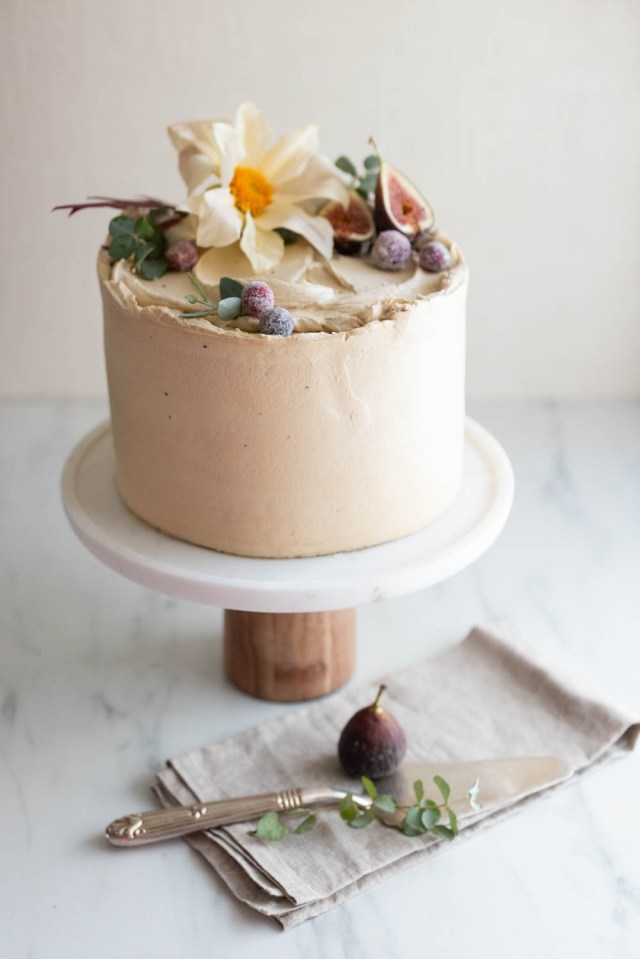 Fall Spice Cake with Brown Butter Buttercream and Cranberry Filling
