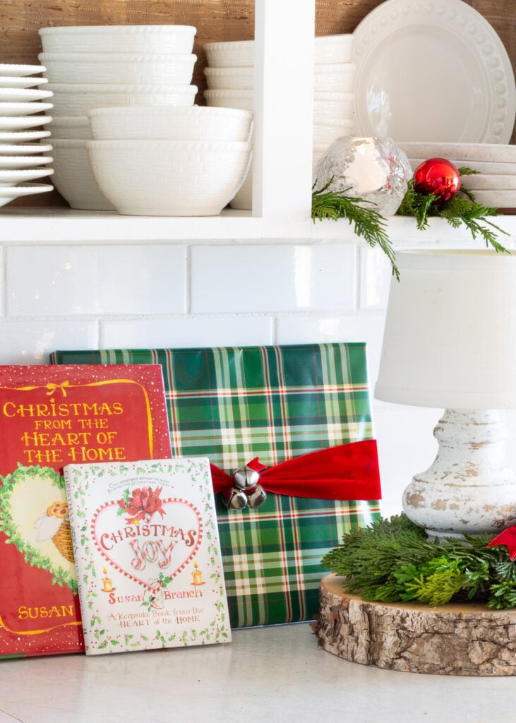 Christmas decor on a kitchen counter.