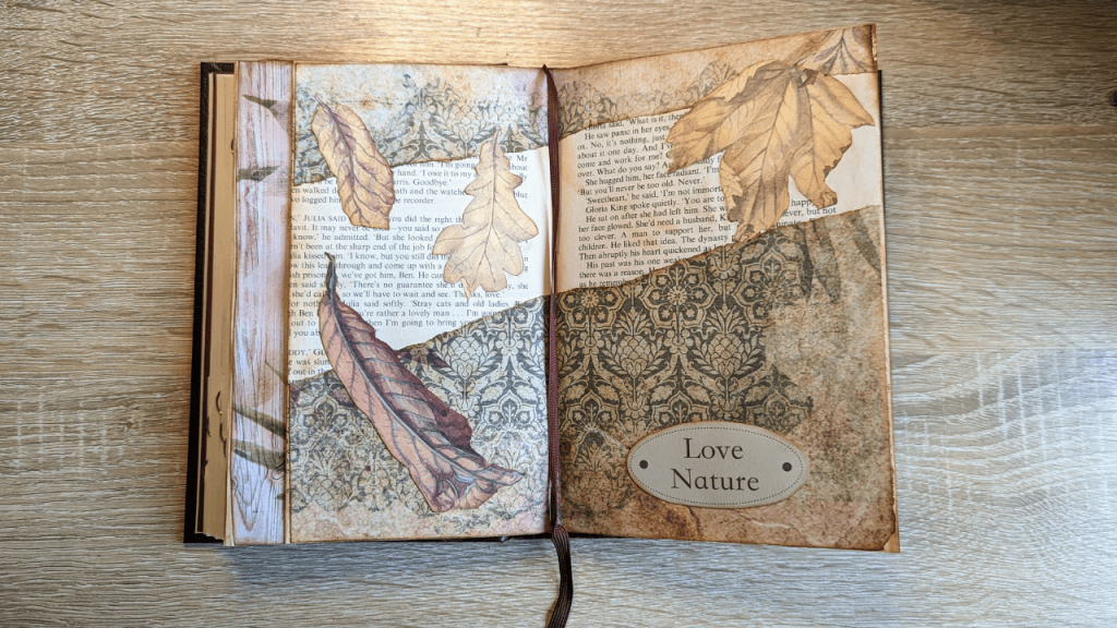 Altered book pages using LianaScrap Autumn Essentials Kit