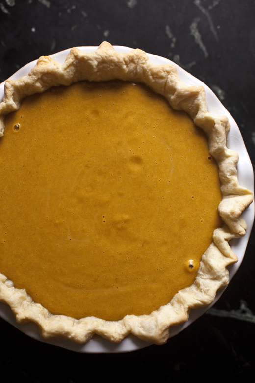 Caramel Apple Pumpkin Pie before it goes in the oven | ZoeBakes | Photo by Zoë François