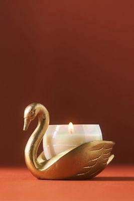 Brass Swan Candle