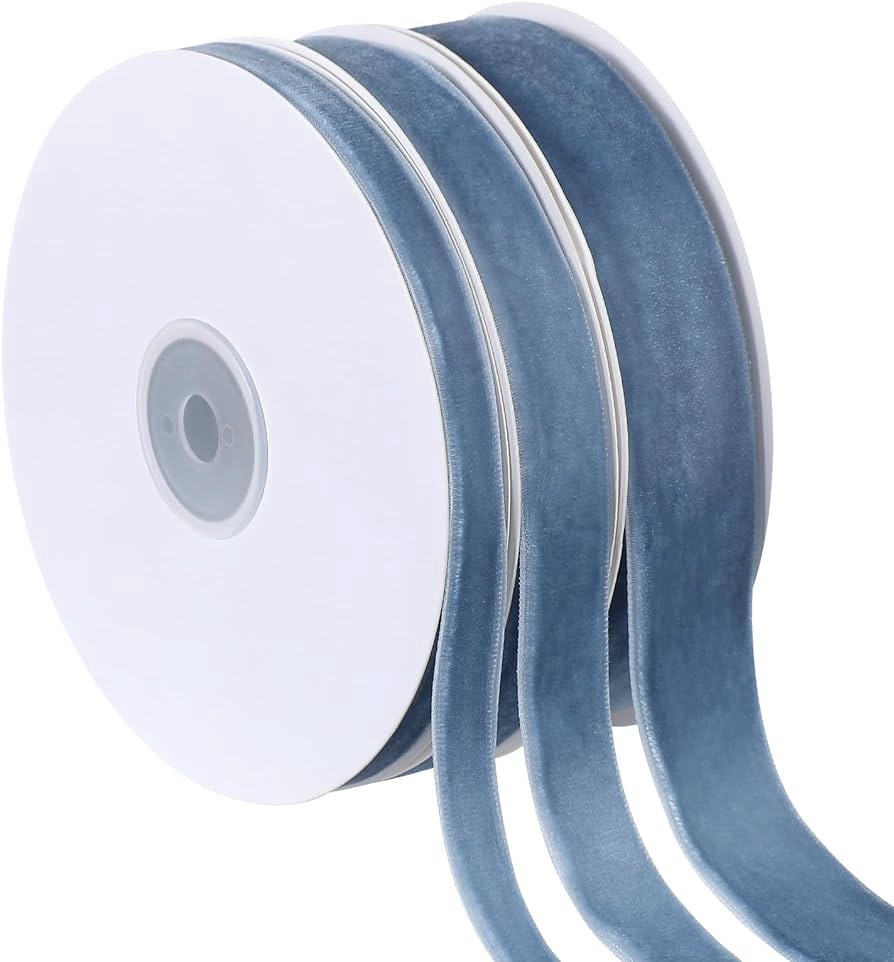 French Blue Velvet Ribbon-Amazon