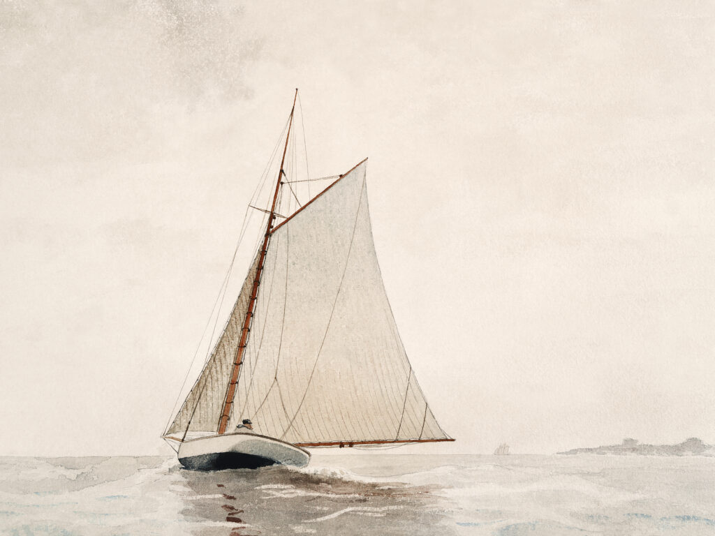 Sailing off Gloucester (ca.1880) by Winslow Homer. Original from Yale University Art Gallery.