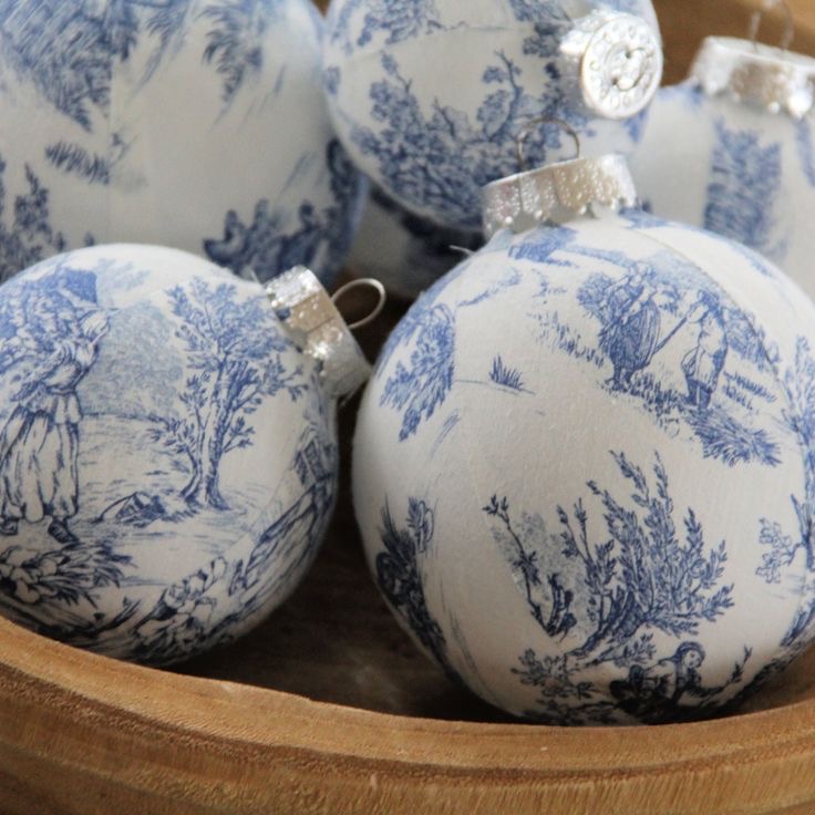 Blue Toile Ornaments
