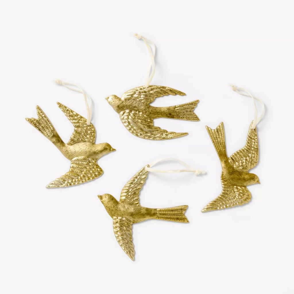 Gold Sparrow Ornaments