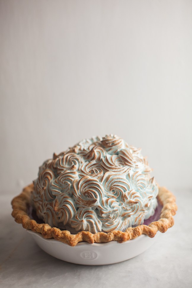 Purple Sweet Potato Pie with Toasted Blue Italian Meringue