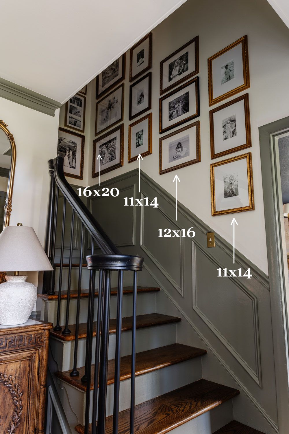 Best Staircase Gallery Wall Formula: Frame Sizes Broken Down