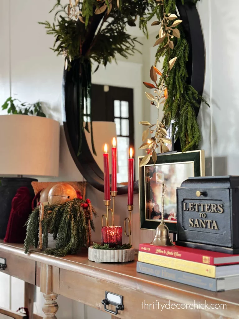DIY and Decorating Ideas for a Santa Inspired Foyer Display | Thrifty Decor Chick