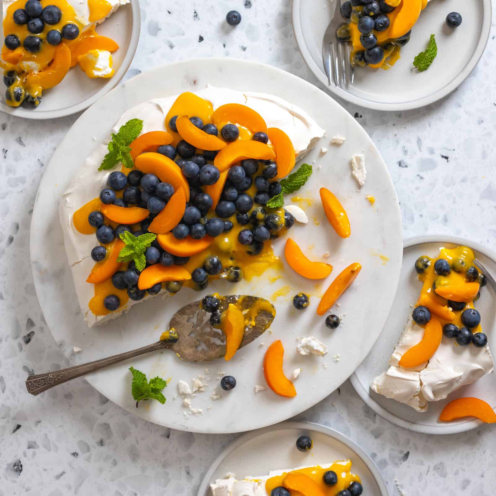 Pavlova with Apricot Curd and Blueberries
