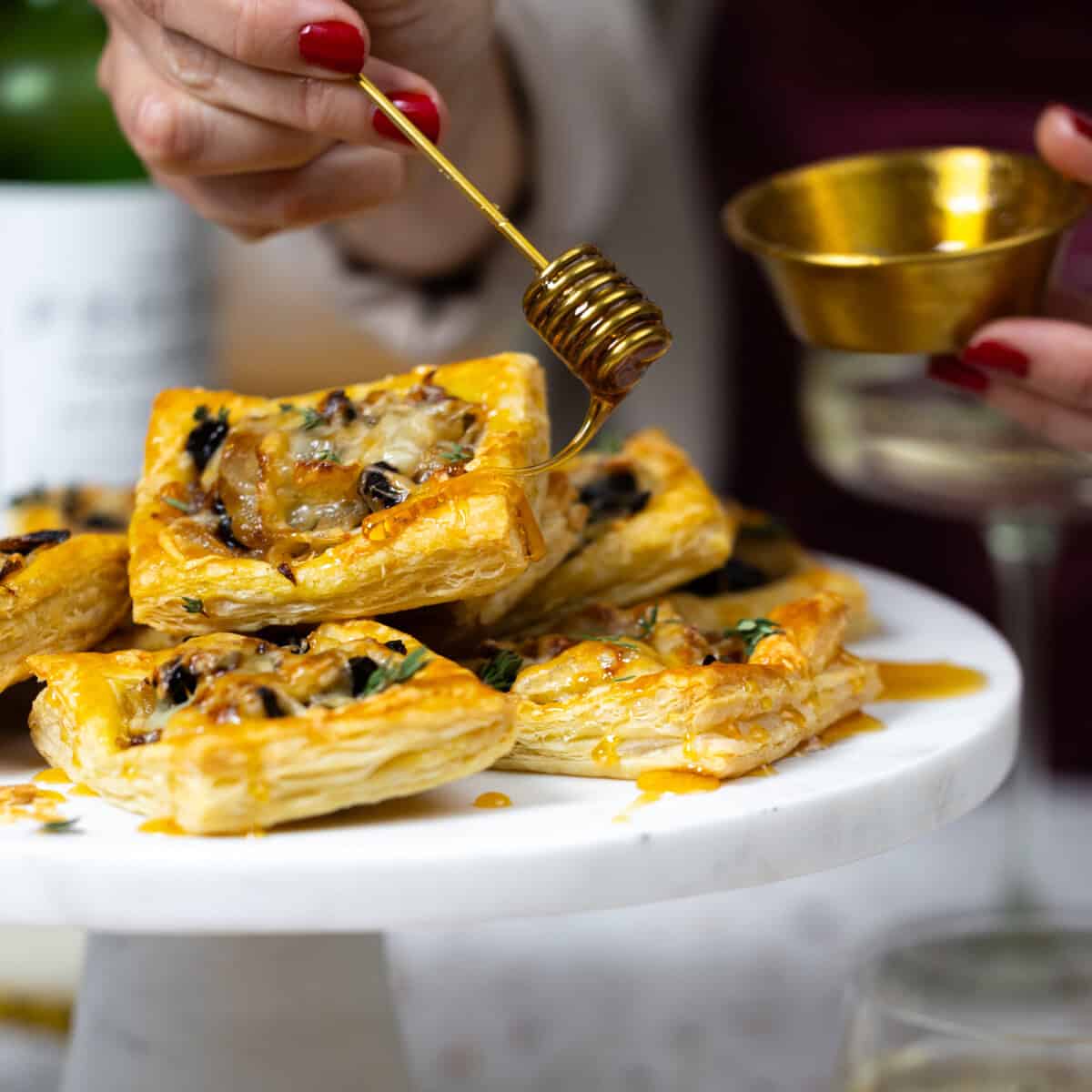 Prune Onion Fontina Puff Pastry Tarts