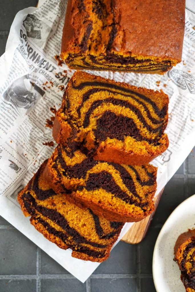 Pumpkin Chocolate Marble Cake (Tiger Cake)
