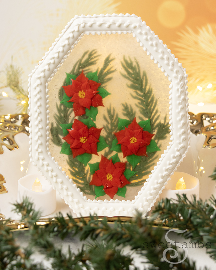 Royal Icing Poinsettias In Edible Glass