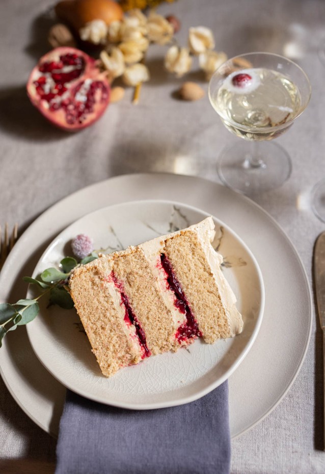 Spice Cake with Brown Butter Buttercream and Cranberry Filling