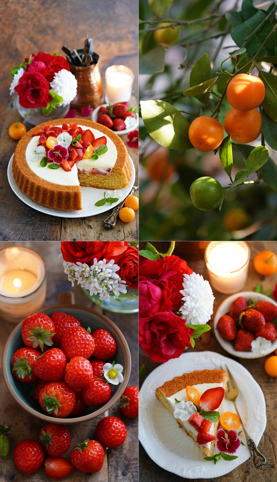 Eggless Strawberry Orange Tart Cake