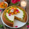 Eggless Mango Saffron Pistachio Tart Cake