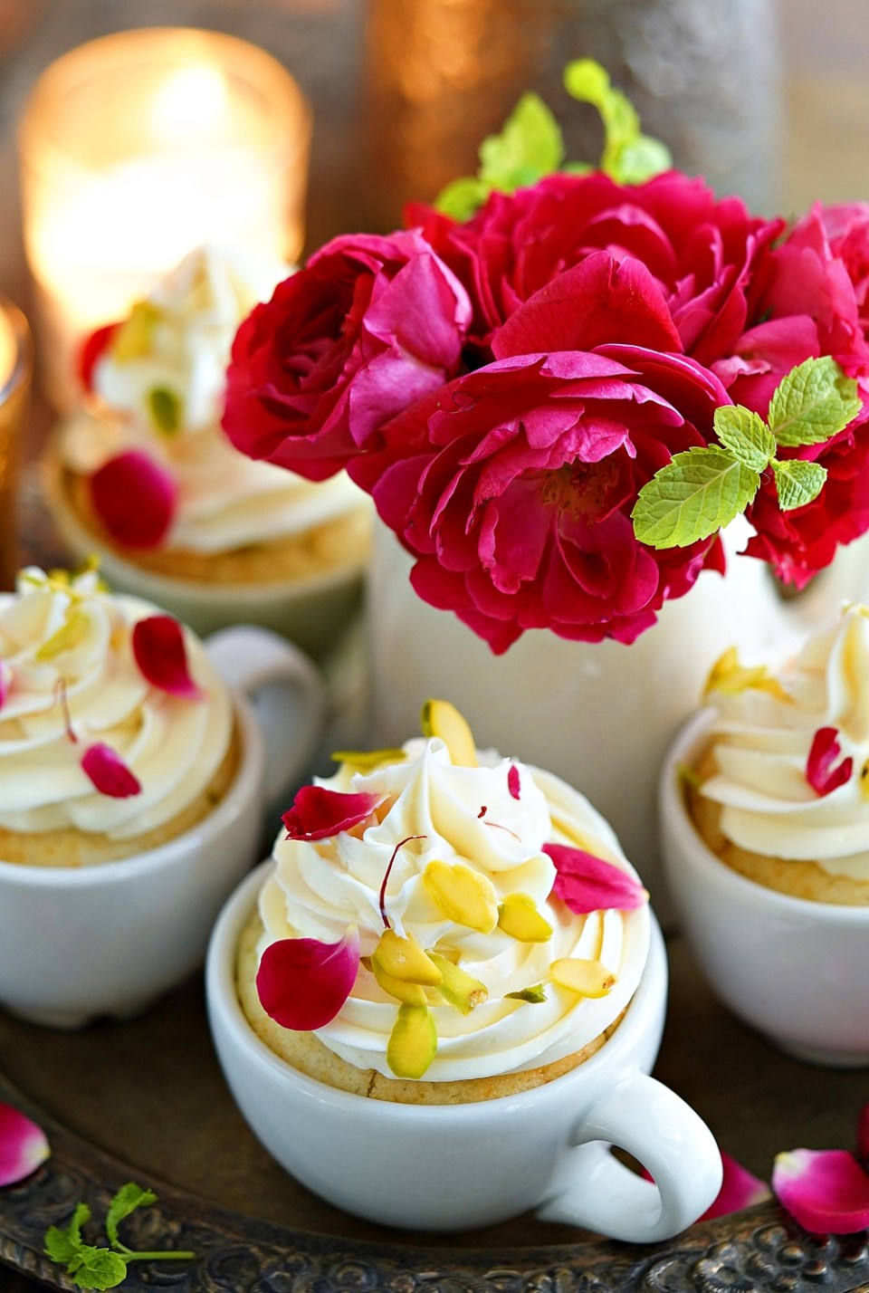 EGGLESS BAKING ... No eggs, no worries. 10 egg free Spring desserts to bake now! 8 Eggless Saffron Pistachio Cupcakes with Saffron Buttercream